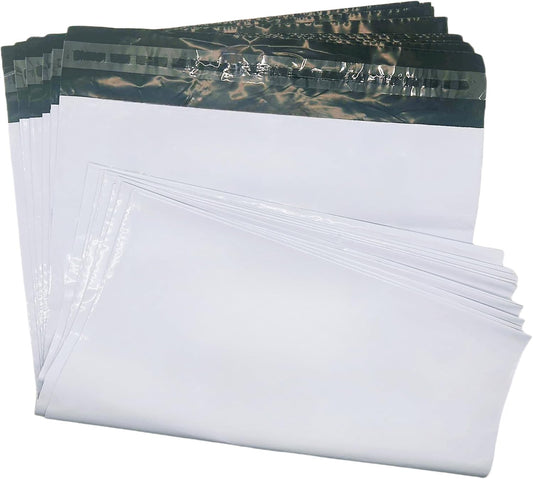 White Poly Mailers - Waterproof Self-Sealing Shipping Bags for Apparel | 9.8x11.8 Inches, 10 Pack