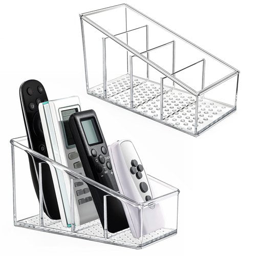 MaxGear (BUNDLE OF 2 SETS) Remote Control Holder Desk Organizer, Wood & PET, 2 Sets