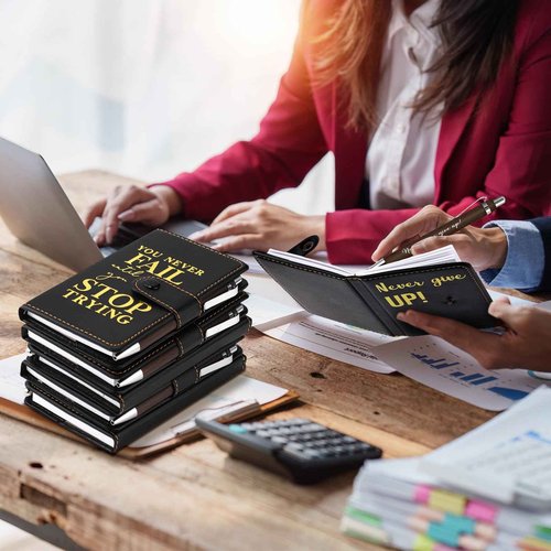 Dispowreath 100 Pcs Inspirational Mini Leather Journal Pen Bulk Customer Week Gifts Employee Appreciation Gift Motivational Notebook with Pen Set Notepad for Teacher Student Coworker Staff Office