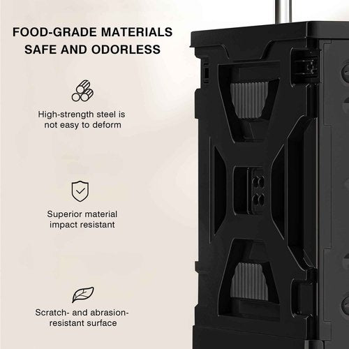 VECELO 23 GAL Modern Rolling Carts with Wheels, Foldable Utility Cart, Light Weight Platform Trucks Dolly, 4 Heavy Duty Wheels, Ideal for Shopping, Camping, Teachers, Elegant Black