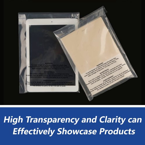 WEPOLY - 18" x 24" (100 Count) Self Seal Clear Poly Bags with Suffocation Warning for Packaging, Shipping, Clothing, Shirts & FBA - Resealable Adhesive