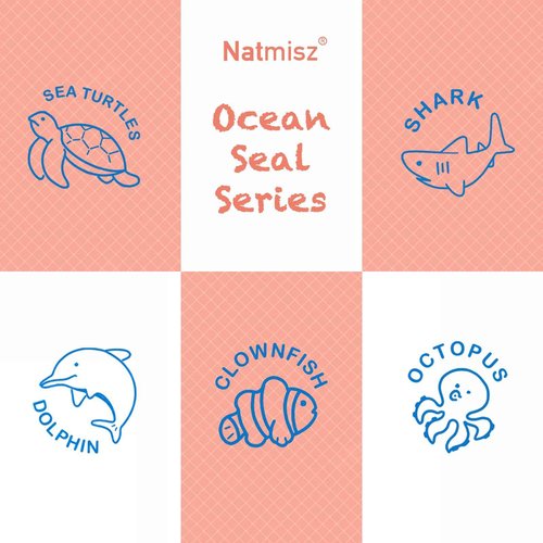 Natmisz:Marine Animal Self Inking Stamp Set - Exclusive Custom Design - Perfect for Daily Planner, Journaling Notebooks, Scuba Diving Log, Travel Hiking Camping Journal (5-Design Stamp Assortment)