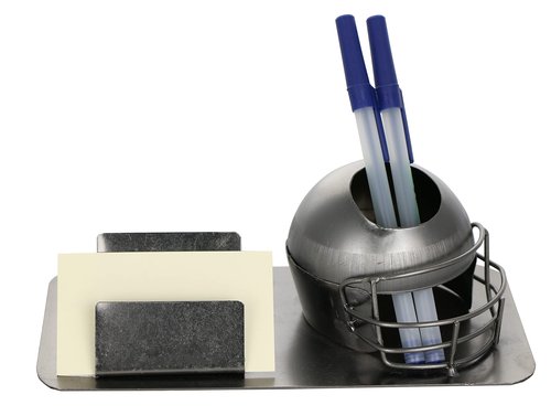 Handmade Recycled Metal Desktop Pen and Business Card Holder