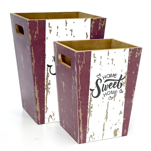 2 Pack 1.5/2.5 Gallons Bathroom Trash Can, Wood Farmhouse Rectangular Garbage Can Waste Basket Rustic Style Wooden Garbage Can Small Trash Bin for Bedroom, Kitchen, Office