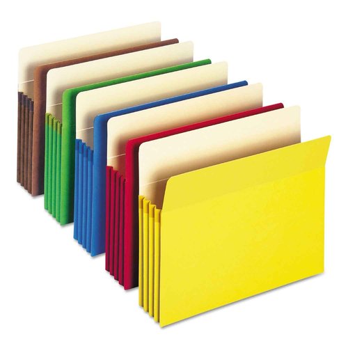 Smead File Pocket, Straight-Cut Tab, 3-1/2" Expansion, Letter Size, Assorted Colors, 25 per Box (73890)