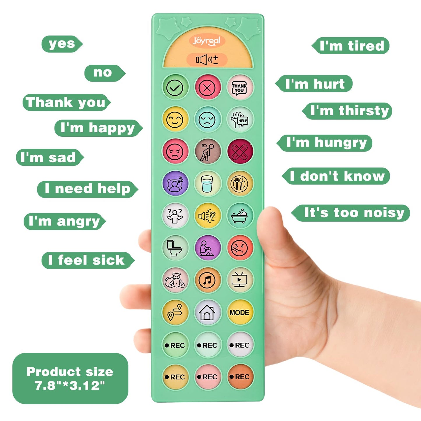 Joyreal AAC Device for Autism, Non Verbal Communication Tools for Speech Therapy&Stroke Rehab. Autism Talking Aids with 6 Programmable Buttons & Adjustable Volume for Kids&Adults(EN/ES Voice Switch)