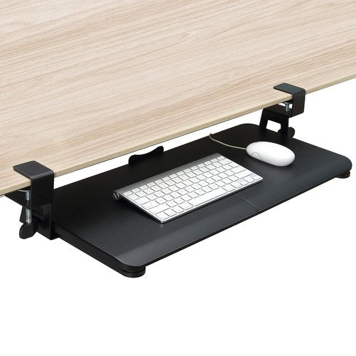 DQCGLY Keyboard Tray Under Desk, Slide Out Computer Keyboard & Mouse Tray with C Clamp-on Mount Easy to Install,30" W（Including Clamps） X 12" D Large Size,Black