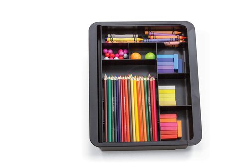 Officemate Recycled Expandable Drawer Tray, 10 3/8 W - 16 W, Black (26372)