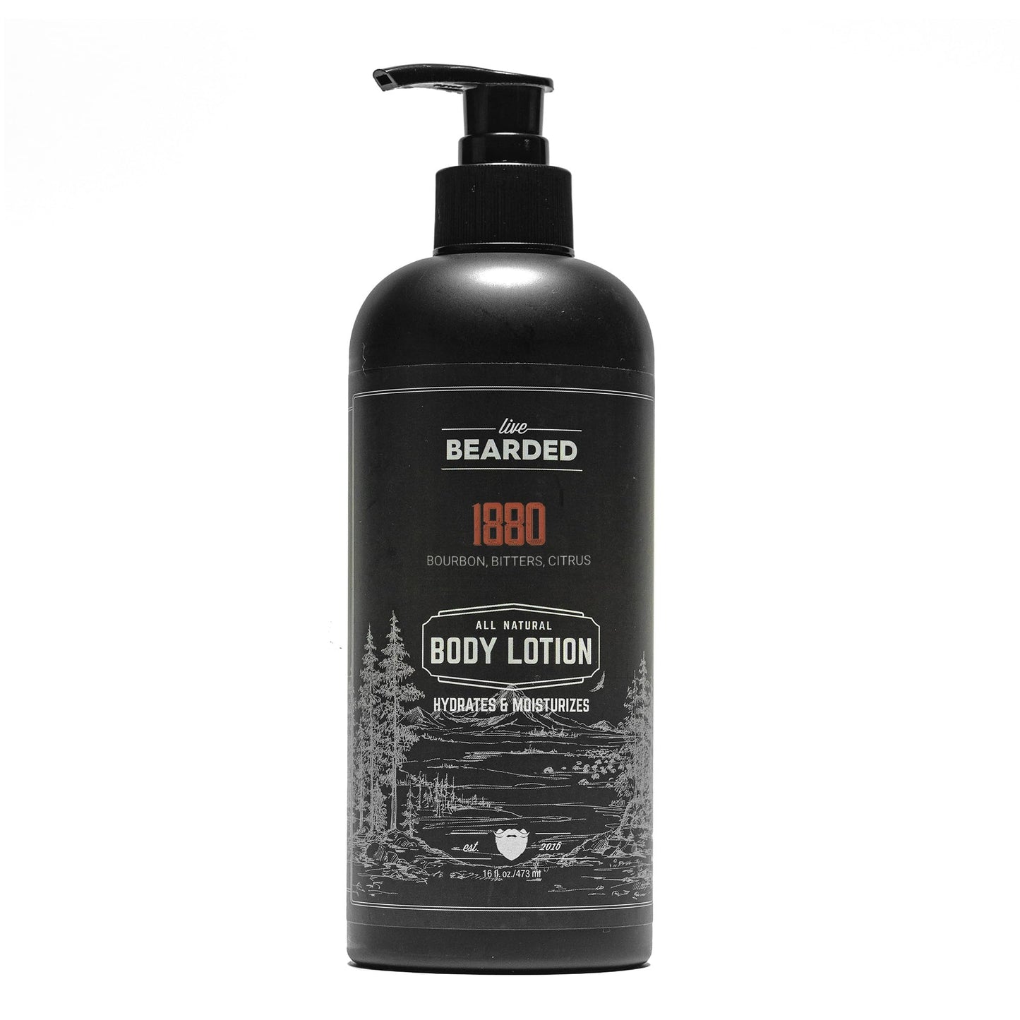 Live Bearded Premium Men's Body Lotion - All-Natural Hydrating Formula - Aloe Vera, Coconut Oil, Avocado Oil - Moisturizing Body Lotion for Men, Mens Lotion for Dry Skin - 1880 Scent