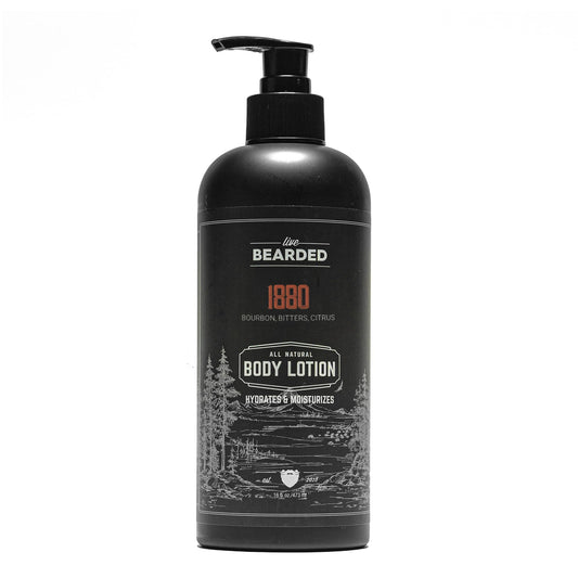 Live Bearded Premium Men's Body Lotion - All-Natural Hydrating Formula - Aloe Vera, Coconut Oil, Avocado Oil - Moisturizing Body Lotion for Men, Mens Lotion for Dry Skin - 1880 Scent