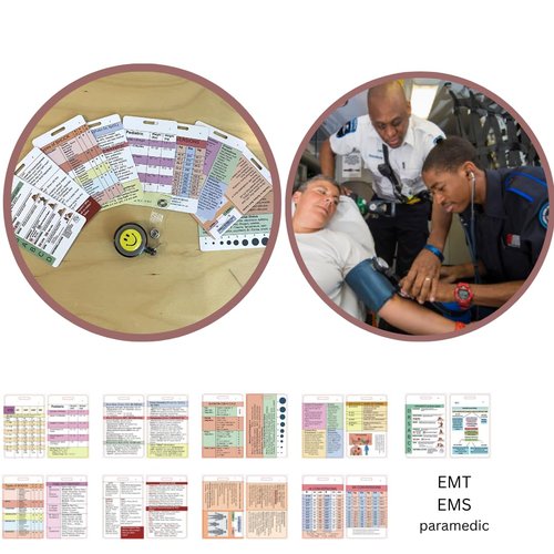 EMT/First Responder, EMS, Paramedic Vertical Badge Card Set - (9 Cards + Badge Reel)- EMT's, MRT's, Fire, Police, First Responders - Time Out Report, SOAP for PCR.
