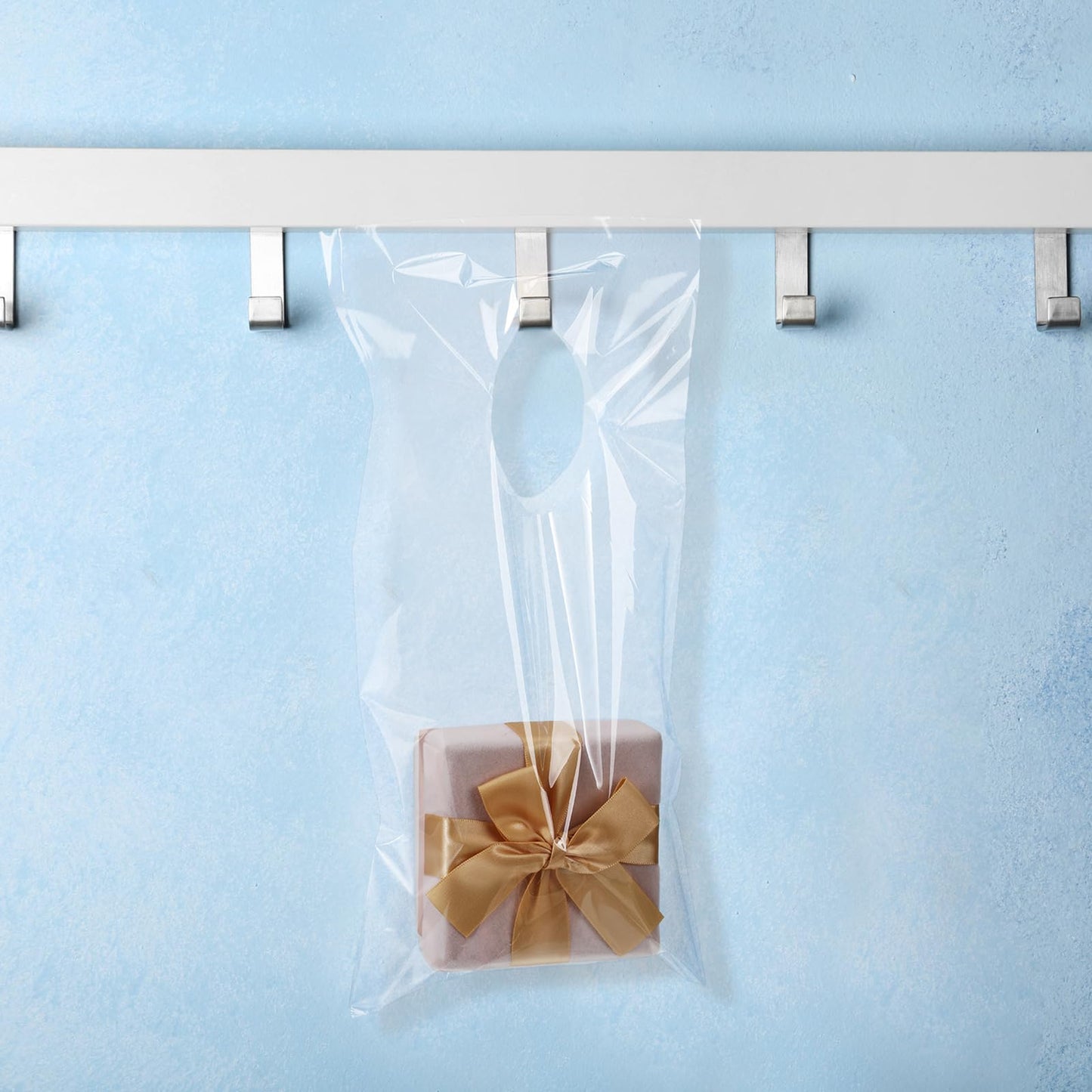 Tallew 240 Pcs Door Hanger Bags Hanging Clear Plastic Poly Waterproof Perforated Newspaper Bag for Door Knob Flyers Newspapers Mail Magazine Notice Brochures Outdoor Avoid Dirt (6 x 12 Inch)
