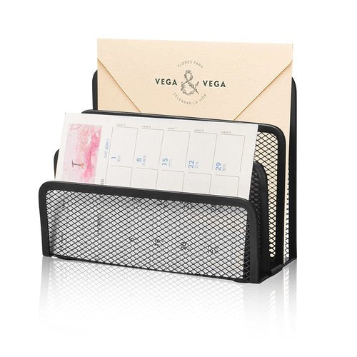 wishacc Desk Mail Organizer Small File Holders Letter Metal Mesh Document/Filing/Folders/Paper Organizer for Desktop