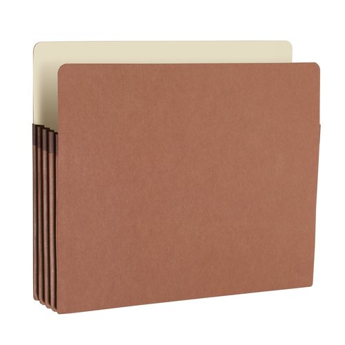 Smead 100% Recycled File Pocket, Straight-Cut Tab, 3-1/2" Expansion, Letter Size, Redrope, 25 per Box (73205)