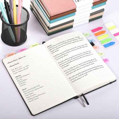 12 Pack Journal Notebooks for Work with 6 Pens, A5 Hardcover Notebook，Business Notebooks Bulk, College Ruled Notebook for Men, Leather Journal for Writing, 160 Pages, 100GSM Thick Paper (5.7" x 8.3")