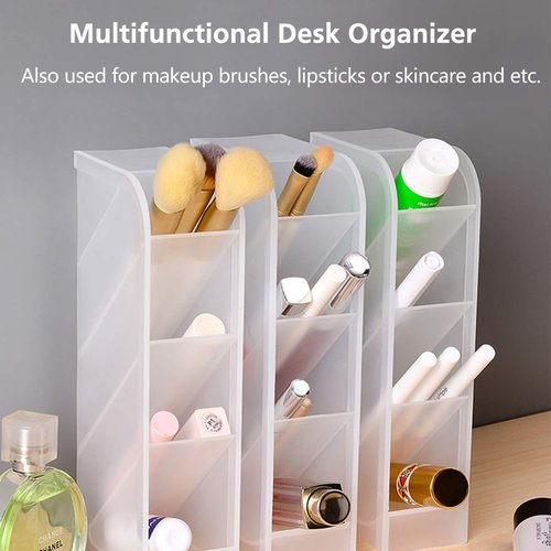 PeoTRIOL Pen Organizer, Pencil Holder, Multi-Functional Stationery Desk Organizer Makeup Lipsticks Storage for Office, School, Home Supplies Set of 4, 16 Compartment