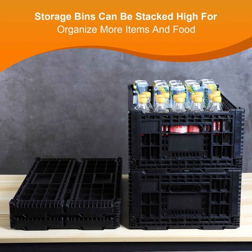JGLDG Collapsible Storage Bin Container，52 Liter Transfer heavy duty plastic storage box , Versatile Storage Basket milk crates (2)