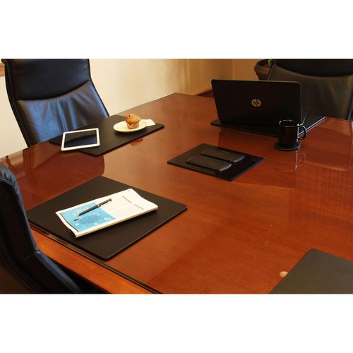 Dacasso Classic Black Leather 17" x 14" Luxury Conference Table Pad - Leather Desk Blotter for Writing - Boardroom Organization & Executive Desk Decor