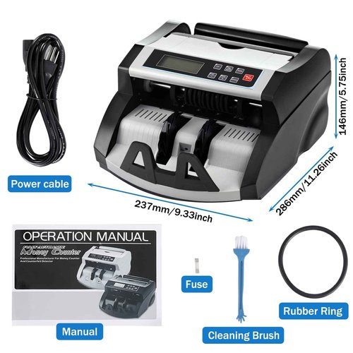 DOMENS Money Counter Machine Count Value,UV/MG/MT/IR Counterfeit Detection Bill Counter,US Dollar only Cash Counter, Add+Value/Batch+Value Modes,Money Counting Machine with LCD Display (Black+Grey)