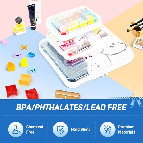 4 PCS Clear Zippered Hard Pouch, Durable, Waterproof Storage Case for Cosmetics, Jewelry, Toys, and Office Supplies, Hard Shell Zipper Case for Home, Travel, and Outdoor Use (9.6x7.7x2.8in, 4 Count)