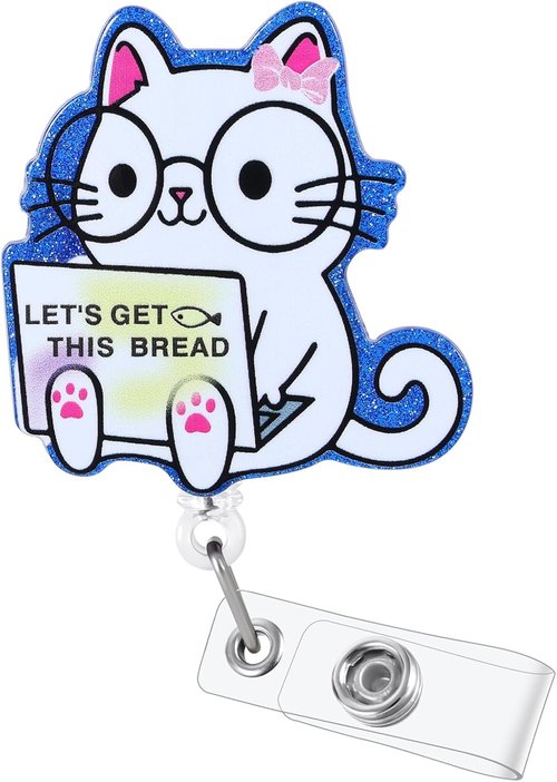 Let's Get This Bread Badge Reel - Cute Cat Retractable ID Holder for Nurses & Teachers | Perfect Gift