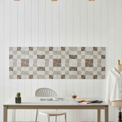 Lightomorrow 12-Pack Felt Wall Tiles, Large Bulletin Board with Safe Removable Adhesive Tapes, 11.8 x 11.8in Panels Alternative for Home Wall Decor, Checkered Pattern