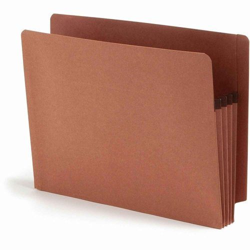 Smead 100% Recycled End Tab Extra Wide Pocket, Straight-Cut Tab, 3-1/2" Expansion, Letter Size, Redrope, 25 per Box (73610)