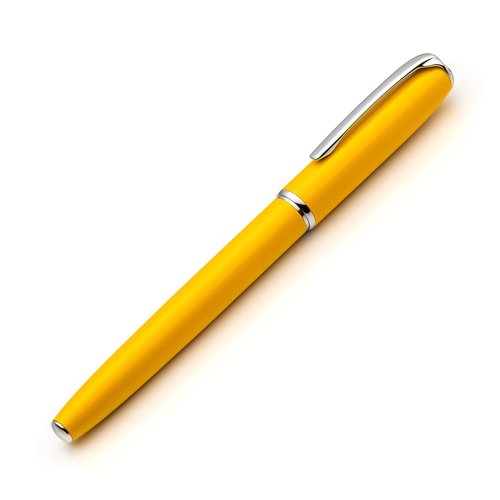 ZenZoi Yellow Fountain Pen - Beautiful Writing Instrument for Women, Men. Smooth Schmidt Fine Nib. Luxury Gift Set, Converter, 2 Ink Refills. Nice, Refillable, Professional, Journaling