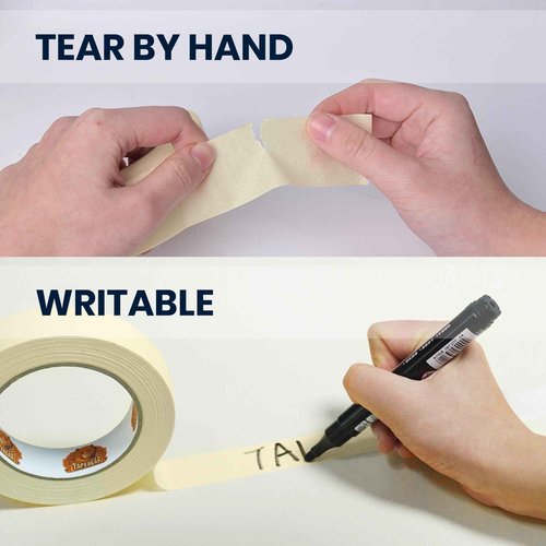 TAPEBEAR General Purpose Masking Tape Beige White 0.94 Inches x 60 Yards, Bulk Painters Tape for Painting, Labeling, DIY Arts Crafts, Home Office School Projects, 36 Rolls