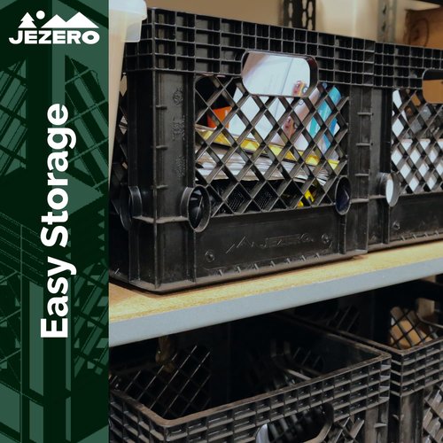 JEZERO Milk Crate for Household Storage: The Ultimate Storage Tote for Groceries, Garages, Kayaking & Outdoor, Stackable Storage | Black, Rectangle, Single, 13" x 11" x 19”