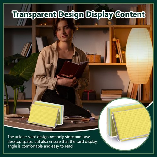 2 Pack Index Card Display Stand 4x6 Index Card Storage Box Flash Card Holder Acrylic Postcard Display Rack Notecard Organizer Business Card Stand for Desk Home Office(Transparent No Card)