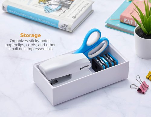 Bostitch Office Konnect Desk Organizer - Wide Accessory Tray for Efficient Desktop Storage - White