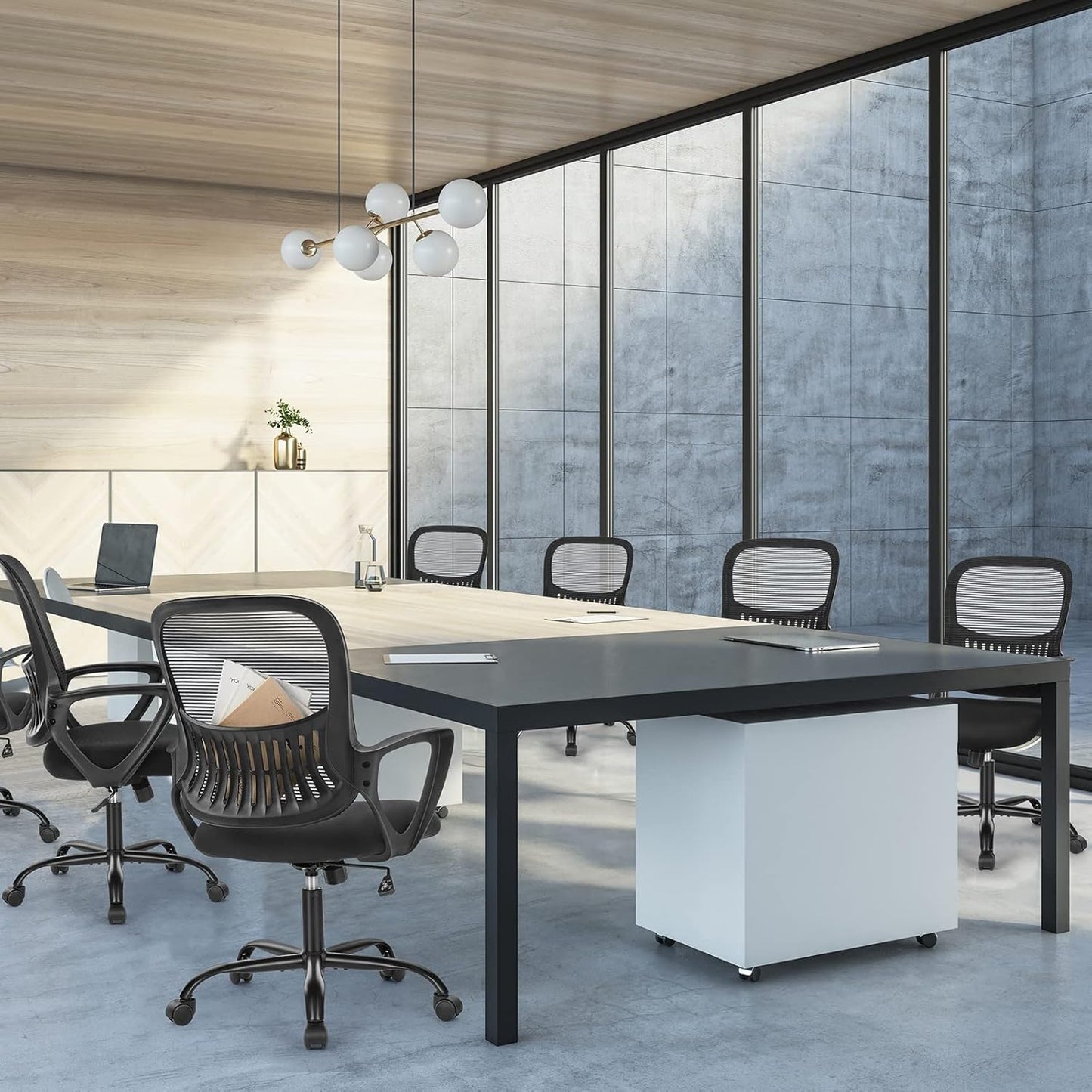 Sweetcrispy Ergonomic Mid-Back Mesh Office Chair - Lumbar Support & Comfortable Armrests | Ideal for Home & Study