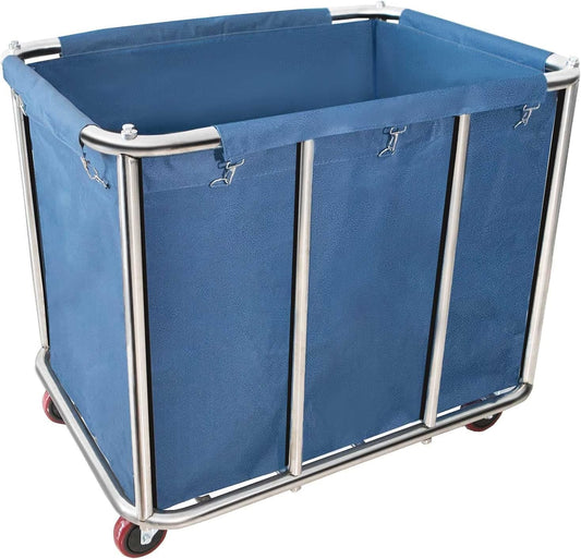 **11.35 Bushel Industrial Rolling Laundry Cart - Heavy Duty Laundry Basket with Wheels | 35.4''L x 25.6''W x 31.5''H**