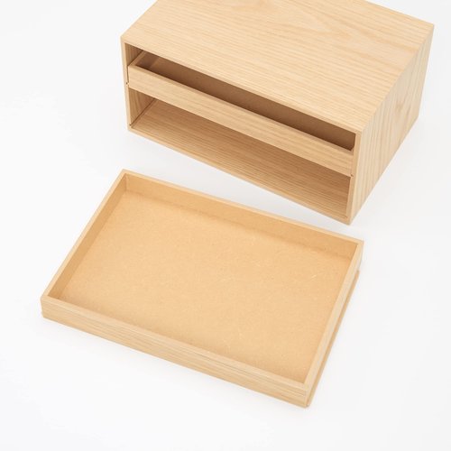 Muji 44310229 Wooden Tray Storage, 2 Drawers, Approx. Width 9.8 x Depth 6.7 x Height 4.9 inches (25.2 x 17 x 12.6 cm)