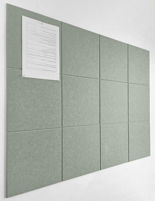 Regine Switzerland Felt Bulletin Board - Large Sage Green Pin Board for Office & Classroom | 12-Pack Wall Tiles
