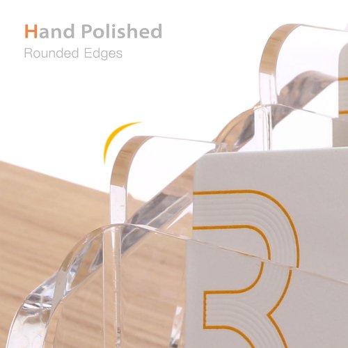 SANRUI Business Card Holder for Desk, Slant Clear Acrylic Desktop Cards Organizer, 2 Tier 4 Slots, Holds 240 Cards