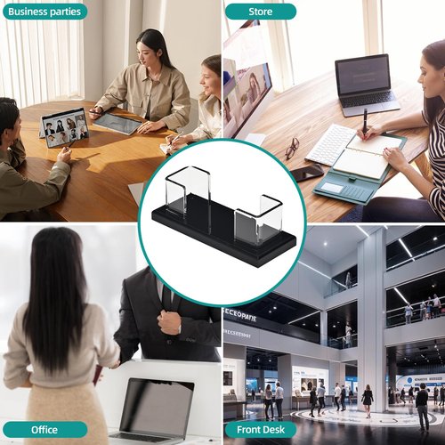 PecMuikee Business Card Holder for Desk，Acrylic Business Card Display Stand,Multiple Business Card Holders for Office, Exhibition, Home, Restaurant 1Slot 2 Pcs