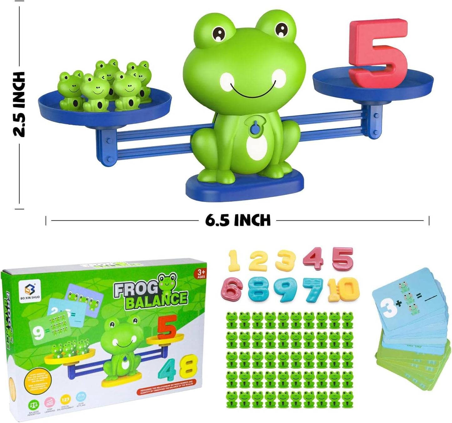 Snugzy Frog Balance Counting Toys - Engaging Math Learning Games for Kids | 93 PCS STEM Educational Set for Ages 3+