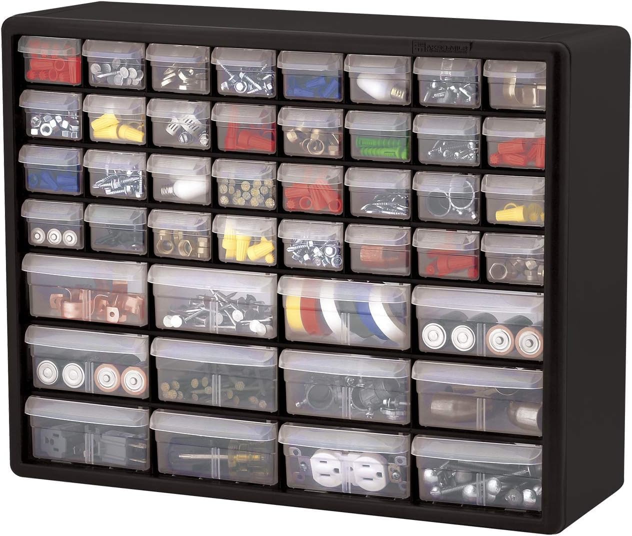 Akro-Mils 44-Drawer Storage Cabinet - Versatile Organizer for Garage, Crafts, Makeup | 20" W x 6" D x 16" H, Black