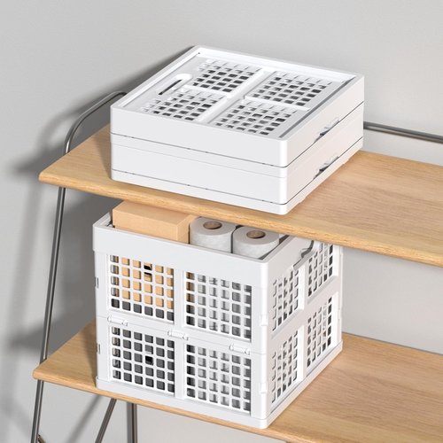 Wakikini White Square Milk Crate, 18 L Plastic Stackable Utility Crate, 3 Pack