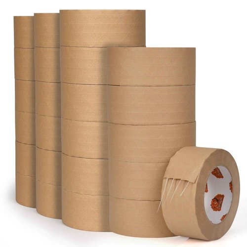 TAPEBEAR Water Activated Tape, Fiber Reinforced Gummed Tape 2inch x 165ft, Eco-Friendly Kraft Paper Tape Biodegradable Brown Packing Tape for Security Sealing, 24Rolls
