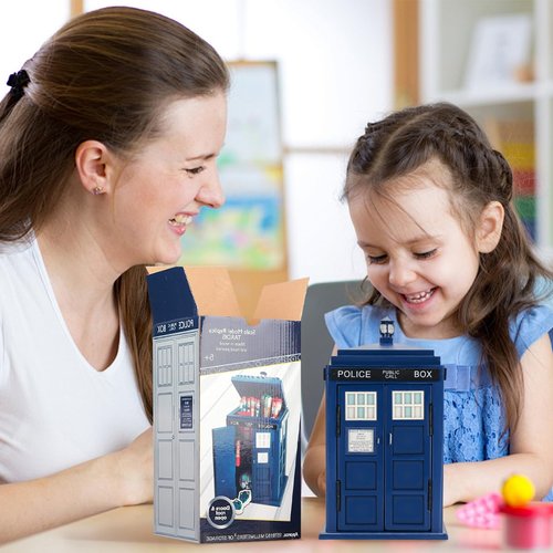 CEDAR ALPHA Wooden Tardis Cookie Jar, Desk Shed, Wood Desk Shed Pen Pencil Holder, Container