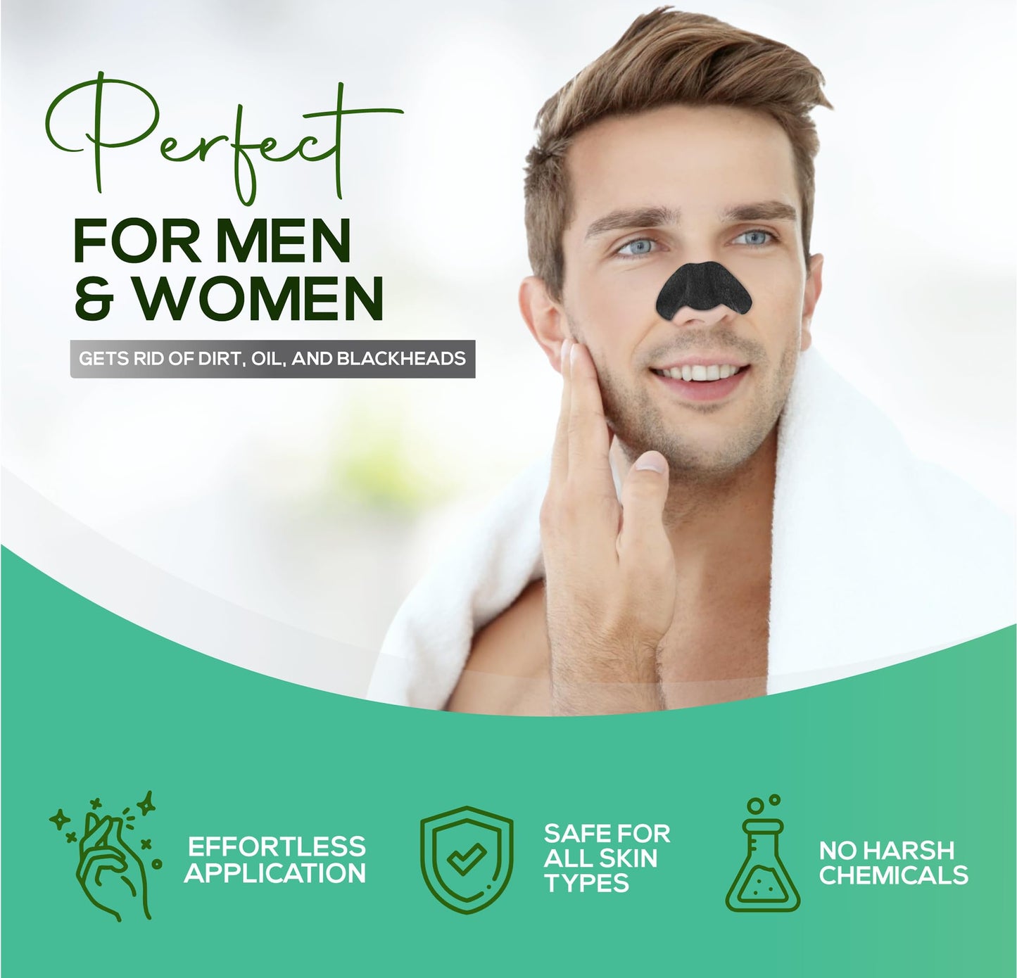LivaClean (102 Strips Charcoal Blackhead Remover Pore Strips for Face Nose Pores, Blackheads Removal, Blackheads Removers, Blackhead Remover Strip