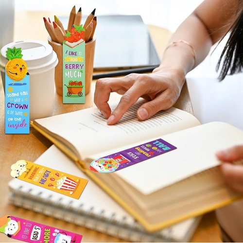 Eersida Scratch and Sniff Scented Bookmarks - 120 Assorted Fruit & Food Themes for Kids & Teens