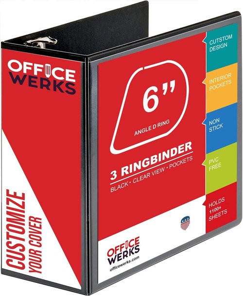 Performore 6-Inch 3 Ring Binder - Heavy Duty Storage with Locking D Rings & Pockets | Fits 8.5 x 11 Inch Sheets