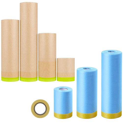MyLifeUNIT Masking Paper, 8 Pack Masking Film with Tape for Automotive Painting Covering