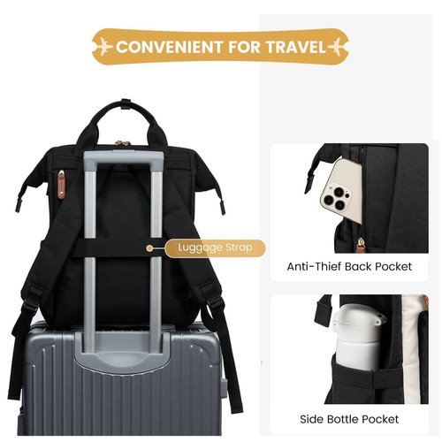LOVEVOOK Laptop Backpack,Teacher Nurse Work Travel Backpacks Purse for Women, Computer Bag, 17 inch Black Brown