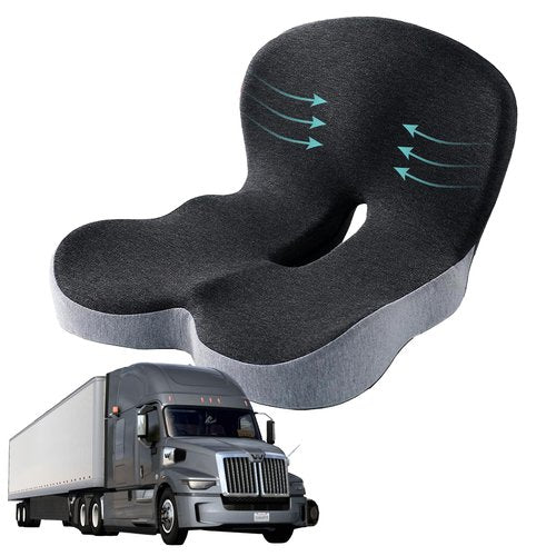 dunlips Memory Foam Seat Cushion for Truck Drivers & Office Chairs – Ergonomic Seat Cushion for Back, Tailbone & Sciatica Pain Relief, Pressure Relief Pad for Long Sitting, Car Seat & Desk Chair Use