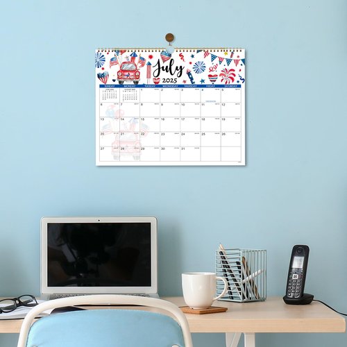 Calendar 2025-2026 - Wall Calendar 2025-2026, July 2025 - December 2026 Wall Calendar, 14.8'' x 11.6'', with Julian Dates, Hanging Hole, Thick Paper
